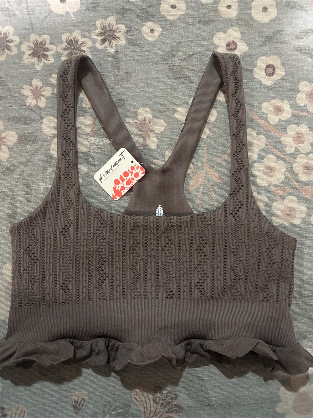 Free People Brown ruffle tank top NWT